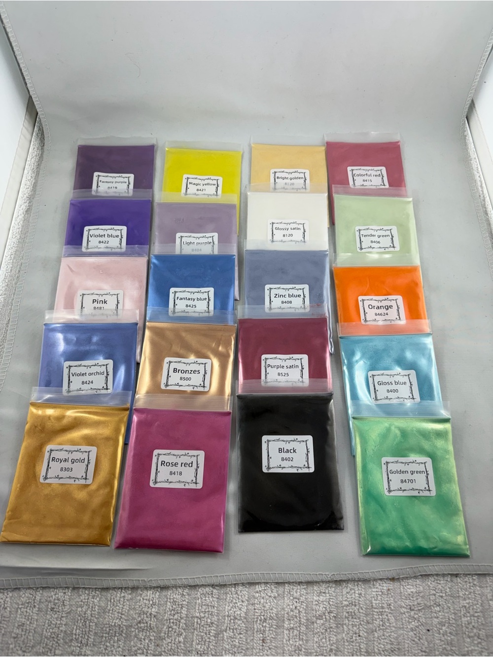 Assorted Colored Pigment Powder Pack - Black, Gold, Pink, Blue & More